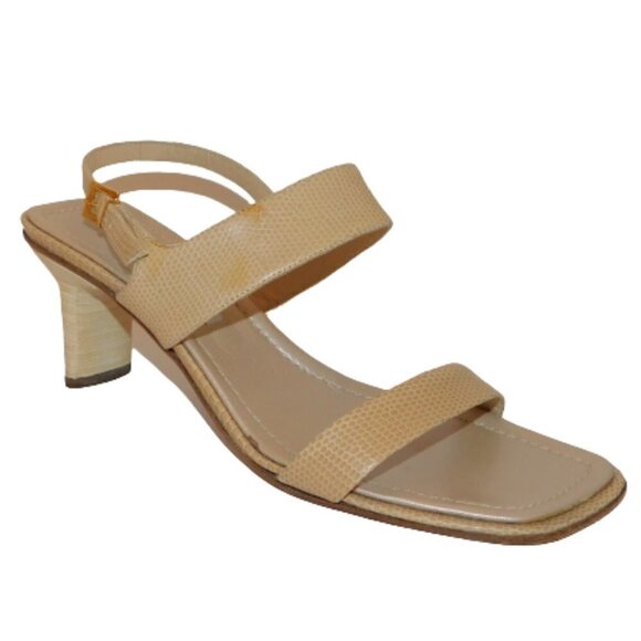 BRUNO MAGLI Snakeskin Slingback Sandals Sz 7.5 Made in Italy - Picture 1 of 8